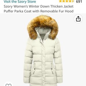 Ladies Small, winter white, mid-thigh puffer coat
